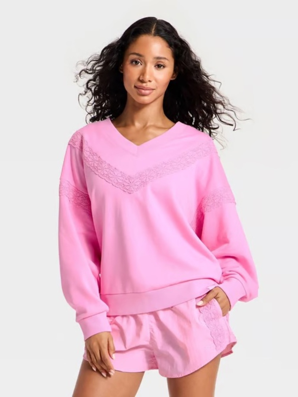JoyLab Crochet-Trim V-neck Sweatshirt #20